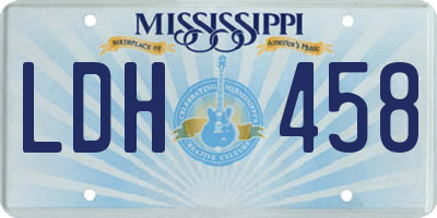 MS license plate LDH458