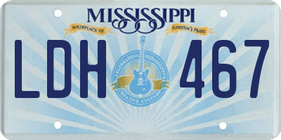 MS license plate LDH467