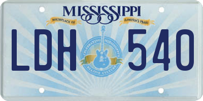 MS license plate LDH540