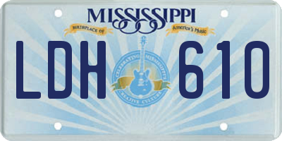 MS license plate LDH610