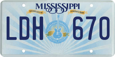 MS license plate LDH670