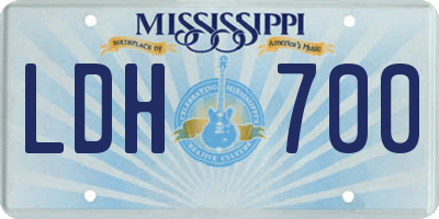 MS license plate LDH700