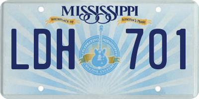 MS license plate LDH701