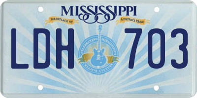 MS license plate LDH703