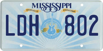 MS license plate LDH802