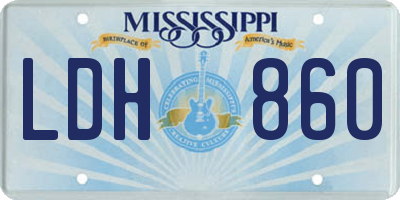 MS license plate LDH860