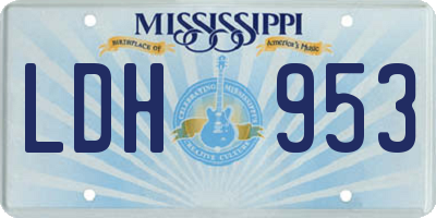 MS license plate LDH953