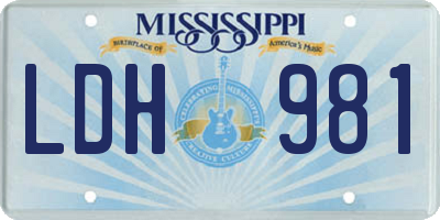 MS license plate LDH981