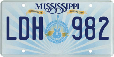 MS license plate LDH982