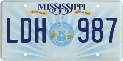 MS license plate LDH987