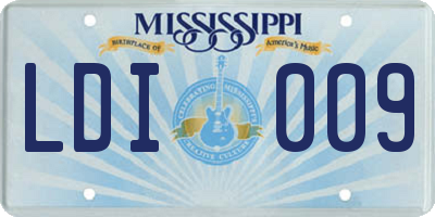 MS license plate LDI009
