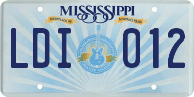 MS license plate LDI012