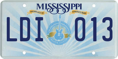 MS license plate LDI013