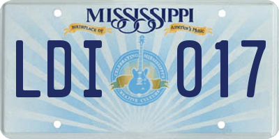MS license plate LDI017