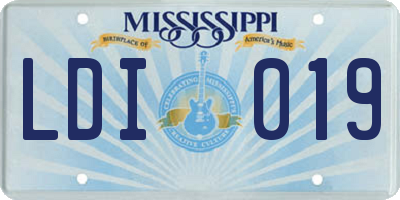 MS license plate LDI019