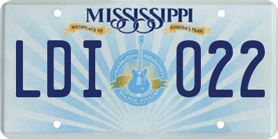 MS license plate LDI022