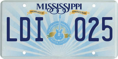 MS license plate LDI025