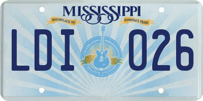 MS license plate LDI026