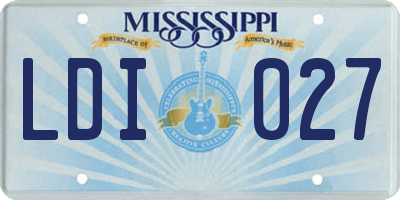 MS license plate LDI027