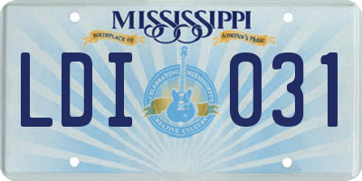 MS license plate LDI031