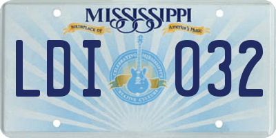 MS license plate LDI032