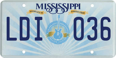 MS license plate LDI036