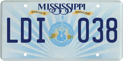 MS license plate LDI038