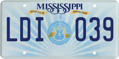 MS license plate LDI039