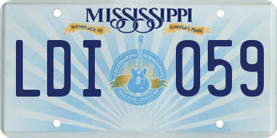 MS license plate LDI059