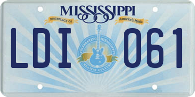 MS license plate LDI061