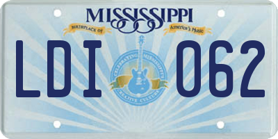 MS license plate LDI062