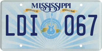 MS license plate LDI067
