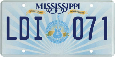 MS license plate LDI071