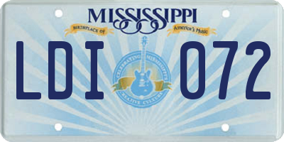 MS license plate LDI072