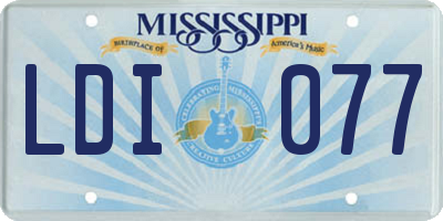 MS license plate LDI077