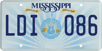 MS license plate LDI086