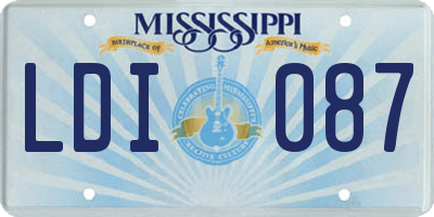 MS license plate LDI087
