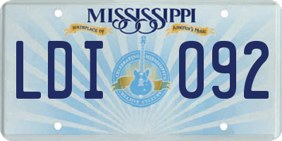 MS license plate LDI092