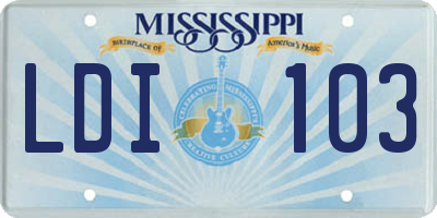 MS license plate LDI103