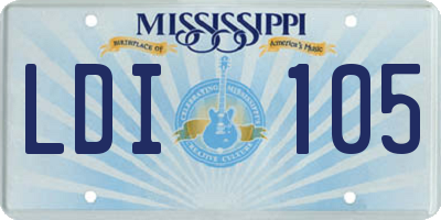 MS license plate LDI105