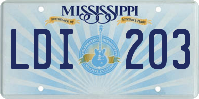 MS license plate LDI203