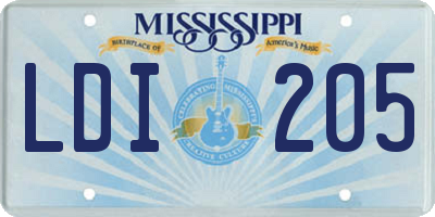 MS license plate LDI205
