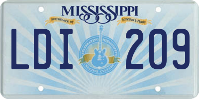 MS license plate LDI209