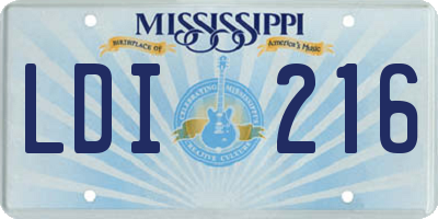 MS license plate LDI216