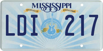 MS license plate LDI217