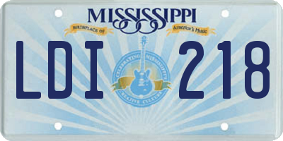 MS license plate LDI218