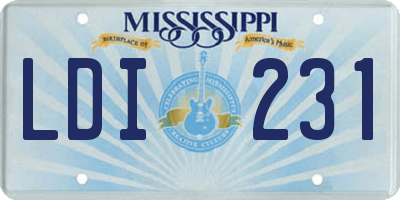 MS license plate LDI231