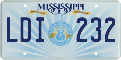 MS license plate LDI232