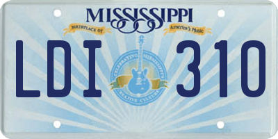 MS license plate LDI310