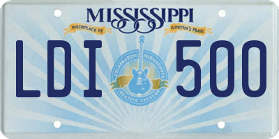 MS license plate LDI500
